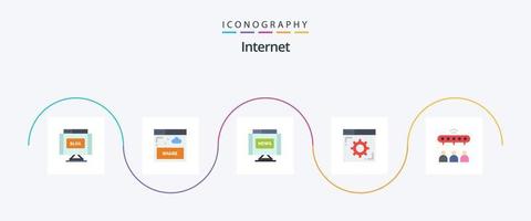 Internet Flat 5 Icon Pack incluindo rede. página da web. comunicações. contexto. navegador vetor