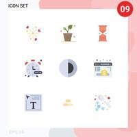 9 sinais universais de cores planas símbolos de ciência passatempo ampulheta passatempos elementos de design de vetores editáveis de areia
