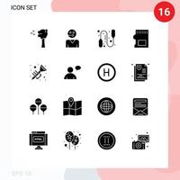 grupo de símbolos de ícone universal de 16 glifos sólidos modernos de chifres irlandeses dados de exercício sd elementos de design de vetores editáveis