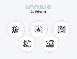 Pacote de ícones de linha de impressão 3D 5 design de ícones. . . 3d. impressão. d vetor
