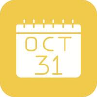 31 de outubro glifo redondo ícone de fundo do canto vetor
