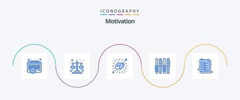 pacote de ícones de motivação azul 5, incluindo folha de texto. Folha. brilho. documento. editando vetor