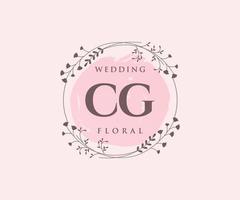 cg letras iniciais modelo de logotipos de monograma de casamento, modelos modernos minimalistas e florais desenhados à mão para cartões de convite, salve a data, identidade elegante. vetor