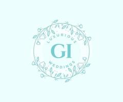 gi letras iniciais modelo de logotipos de monograma de casamento, modelos minimalistas e florais modernos desenhados à mão para cartões de convite, salve a data, identidade elegante. vetor