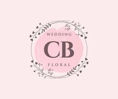 cb letras iniciais modelo de logotipos de monograma de casamento, modelos modernos minimalistas e florais desenhados à mão para cartões de convite, salve a data, identidade elegante. vetor