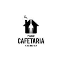 logotipo de café de restaurante moderno simples, casa com garfo como um design de ícone de porta isolado no fundo branco, logotipo para empresa de negócios de alimentos e bebidas vetor