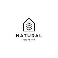 logotipo de vetor de ícone de casa mínimo e simples com bela flor de árvore de planta, casa orgânica, ilustração de design de chalé forrest