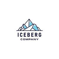 design de logotipo geométrico de iceberg em ilustração de estilo de linha linear da moda, logotipo de arte de contorno de pico de gelo de montanha abstrata vetor