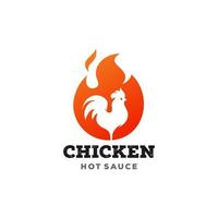 ilustração de ícone de vetor de logotipo quente de chama de frango, logotipo de café de restaurante vintage, ícone de aplicativo de fast food