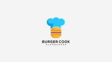 ilustração em vetor de design de logotipo de hambúrguer de chef premium