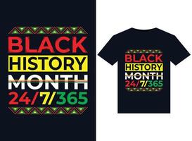 ilustrações do mês da história negra para design de camisetas prontas para impressão vetor