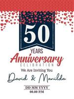 Celebração do logotipo do aniversário de 50 anos com amor pelo evento de celebração, aniversário, casamento, cartão de felicitações e convite vetor