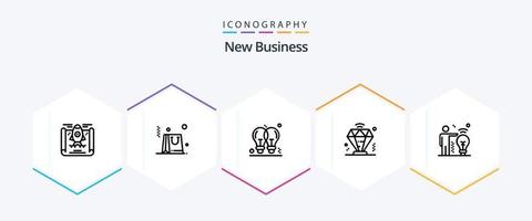 novo pacote de ícones de 25 linhas de negócios, incluindo associação. o negócio . lâmpada elétrica vetor