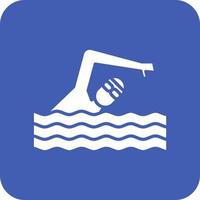 ícone de fundo de canto redondo de glifo de natação vetor