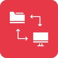 glifo de transferência de arquivo on-line ícone de fundo de canto redondo vetor