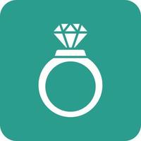 ícone de fundo redondo de glifo de anel de diamante vetor