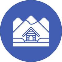 ícone de círculo de glifo de paisagem de cabine vetor