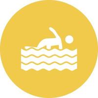 ícone de círculo de glifo de natação de pessoa vetor