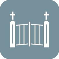 glifo de portão de cemitério ícone de fundo de canto redondo vetor
