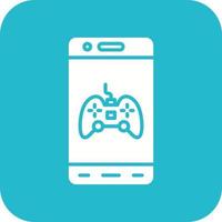 ícone de fundo de canto redondo de glifo de jogo para celular vetor