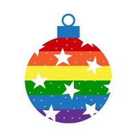 decoração de bola de natal lgbt arco-íris com ornamento vetor