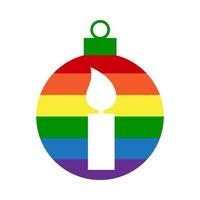 decoração de bola de natal lgbt arco-íris com vandle vetor