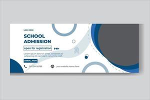 capa de mídia social de admissão escolar e modelo de banner da web vetor