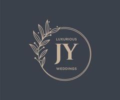 jy letras iniciais modelo de logotipos de monograma de casamento, modelos modernos minimalistas e florais desenhados à mão para cartões de convite, salve a data, identidade elegante. vetor