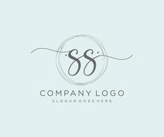 logo feminino inicial ss. utilizável para logotipos de natureza, salão, spa, cosméticos e beleza. elemento de modelo de design de logotipo de vetor plana.