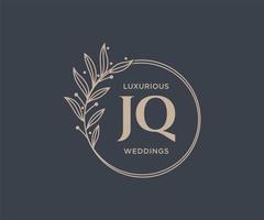 jq letras iniciais modelo de logotipos de monograma de casamento, modelos minimalistas e florais modernos desenhados à mão para cartões de convite, salve a data, identidade elegante. vetor