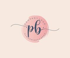 logotipo feminino inicial pb. utilizável para logotipos de natureza, salão, spa, cosméticos e beleza. elemento de modelo de design de logotipo de vetor plana.