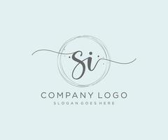 logotipo feminino inicial si. utilizável para logotipos de natureza, salão, spa, cosméticos e beleza. elemento de modelo de design de logotipo de vetor plana.