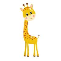 ilustração em vetor de girafa bonito animal isolado em estilo cartoon sobre fundo branco. use para aplicativo infantil, jogo, livro, impressão de camiseta com estampa de roupas, chá de bebê.