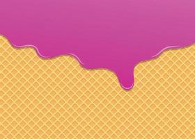 creme de morango derretido em fundo de waffle ilustração em vetor de fundo de sorvete doce