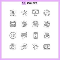 pacote de esboço de 16 símbolos universais de tempo de lavagem de relógio de computador anúncio de elementos de design de vetores editáveis