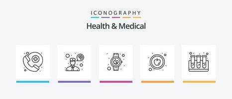 pacote de ícones de linha 5 de saúde e medicina, incluindo online. rx. maca. mensagem. bolha. design de ícones criativos vetor