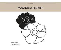 vetor de silhueta de flor de magnólia