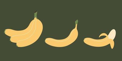 banana inteira e cortada. fruta doce em estilo simples. vetor