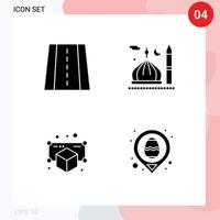 4 ícones criativos, sinais modernos e símbolos de perspectiva, modelo, mesquita, ponto muçulmano, elementos de design vetorial editáveis vetor