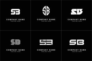 coleção de logotipos de letras sb em estilo abstrato moderno vetor
