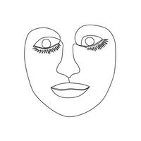 linha contínua, desenho de rostos e penteados, conceito de moda, beleza feminina minimalista, ilustração vetor