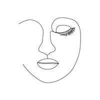 linha contínua, desenho de rostos e penteados, conceito de moda, beleza feminina minimalista, ilustração vetor