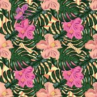 papel de parede havaiano tropical sem costura padrão tropical exótico floral. impressão botânica. fundo floral moderno. vetor