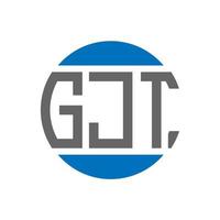 design do logotipo da carta gjt em fundo branco. conceito de logotipo de círculo de iniciais criativas gjt. design de letras gjt. vetor