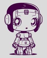 robô feminino, conjunto de ícones de inteligência artificial, estilo anime vetor