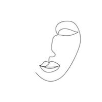 linha contínua, desenho de rostos e penteados, conceito de moda, beleza feminina minimalista, ilustração vetor