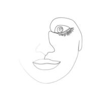 linha contínua, desenho de rostos e penteados, conceito de moda, beleza feminina minimalista, ilustração vetor