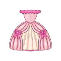 vestido de princesa de noite rosa. vestido de baile com laços, bordado vetor