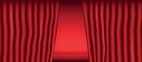 cortina de teatro de abertura vermelha, modelo de fundo panorâmico - vector