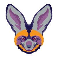 linda ilustração vetorial de cara de raposa com orelhas de morcego em estilo decorativo, perfeita para design de camiseta infantil e logotipo de mascote também todos os tipos de mercadoria vetor